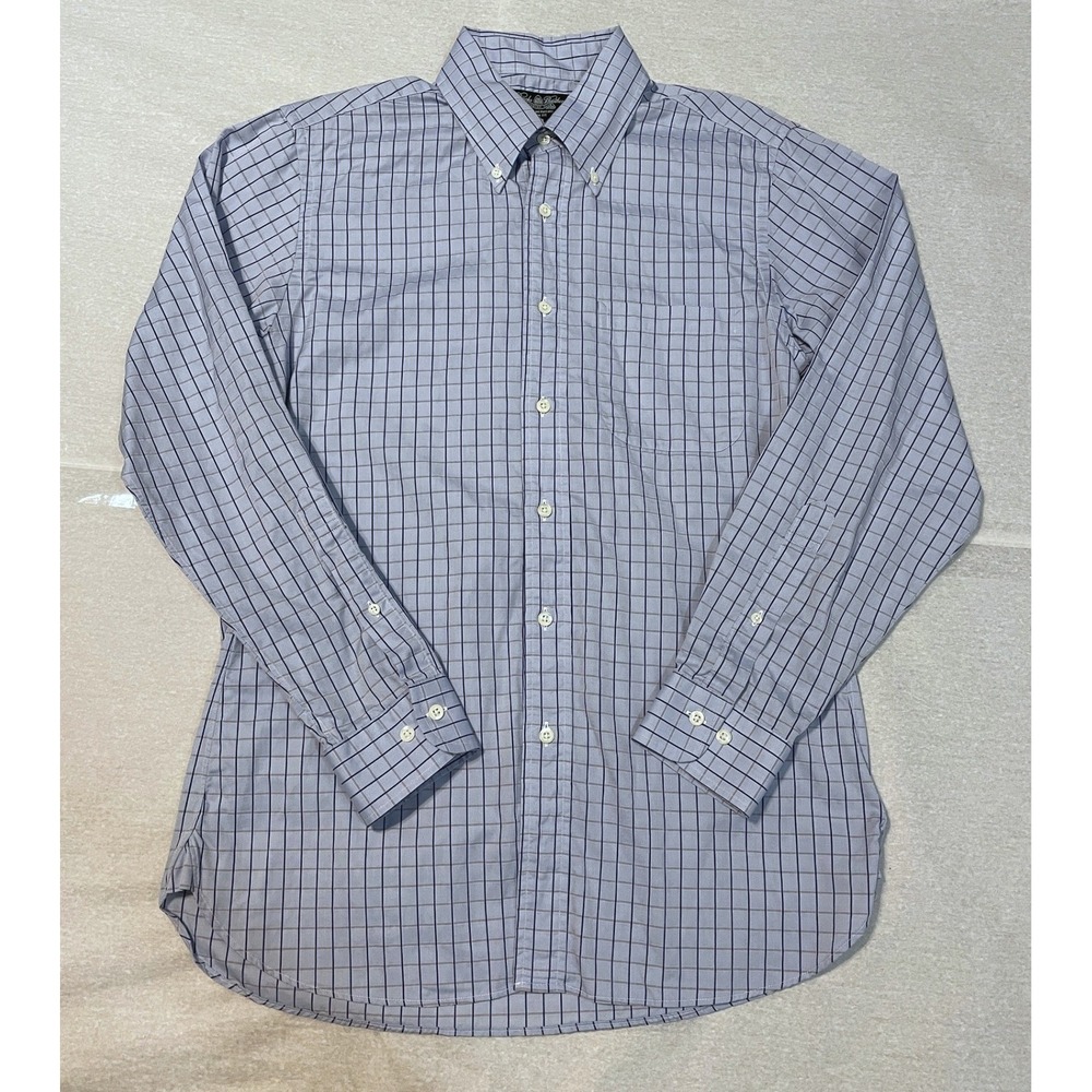 Vtg Brooks Brothers Makers Blue Plaid Long Sleeve Shirt M Made in USA